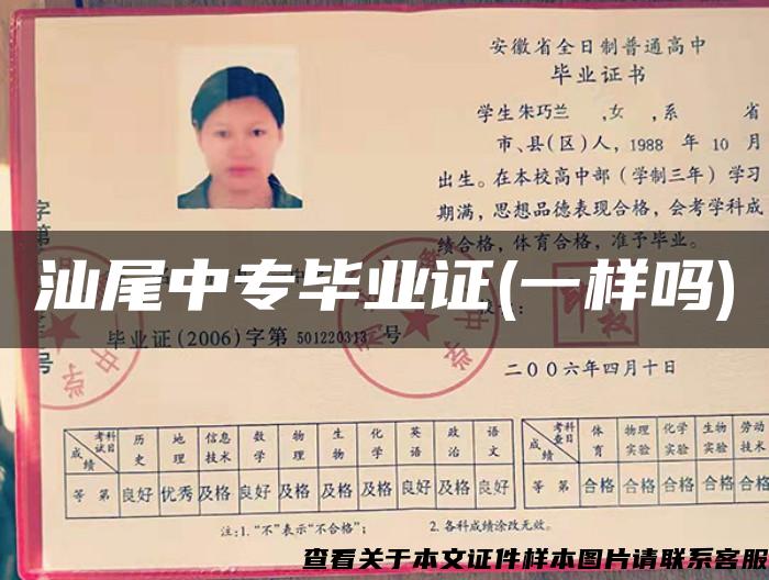 汕尾中专毕业证(一样吗)