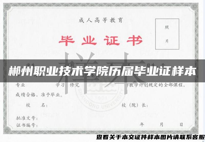 郴州职业技术学院历届毕业证样本
