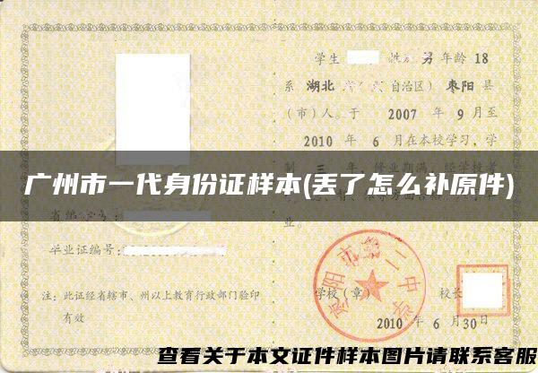 广州市一代身份证样本(丢了怎么补原件)