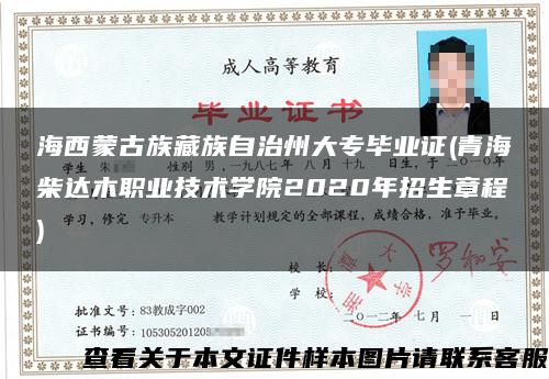 海西蒙古族藏族自治州大专毕业证(青海柴达木职业技术学院2020年招生章程)