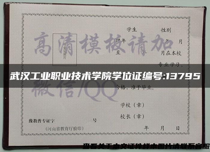 武汉工业职业技术学院学位证编号:13795