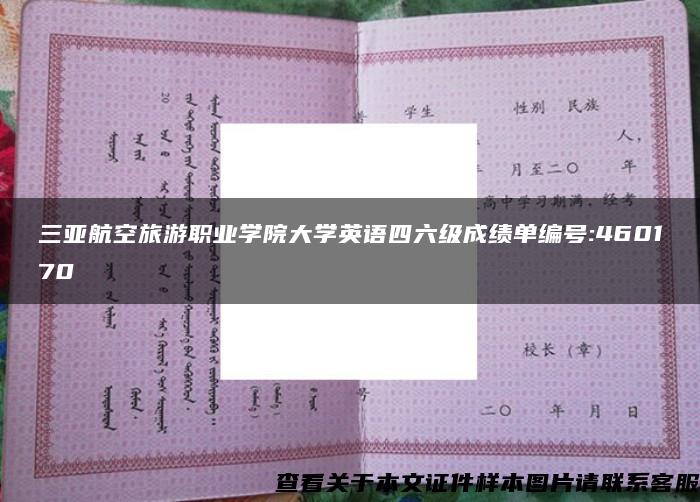 三亚航空旅游职业学院大学英语四六级成绩单编号:460170