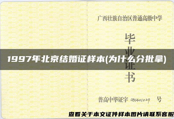 1997年北京结婚证样本(为什么分批拿)