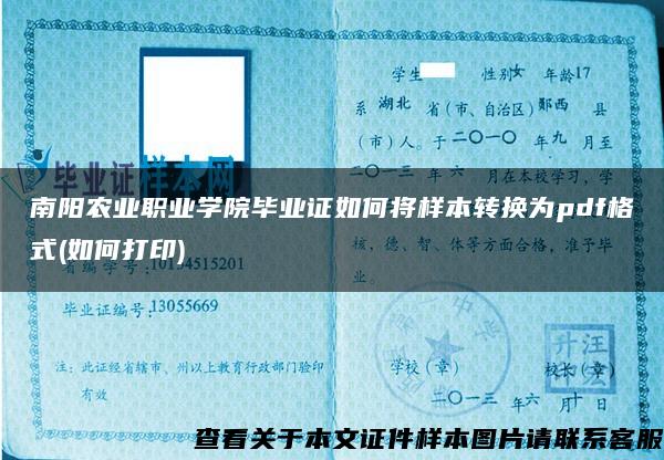 南阳农业职业学院毕业证如何将样本转换为pdf格式(如何打印)