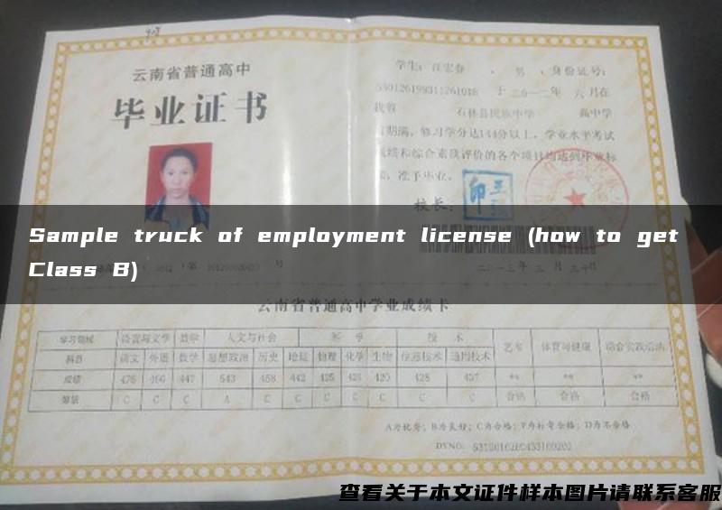 Sample truck of employment license (how to get Class B)