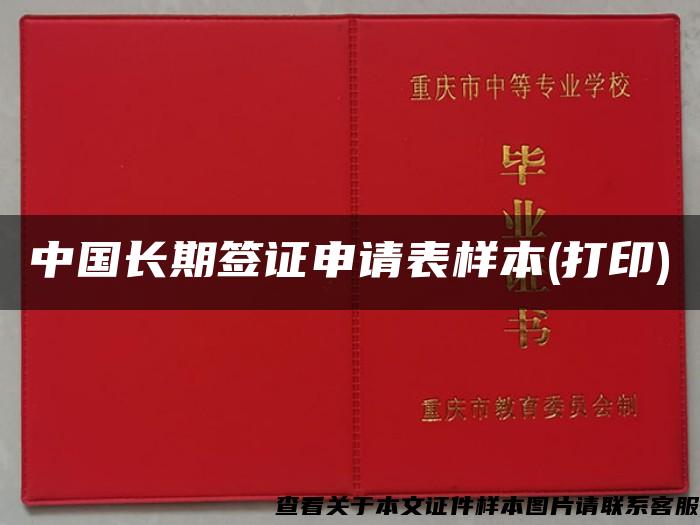中国长期签证申请表样本(打印)