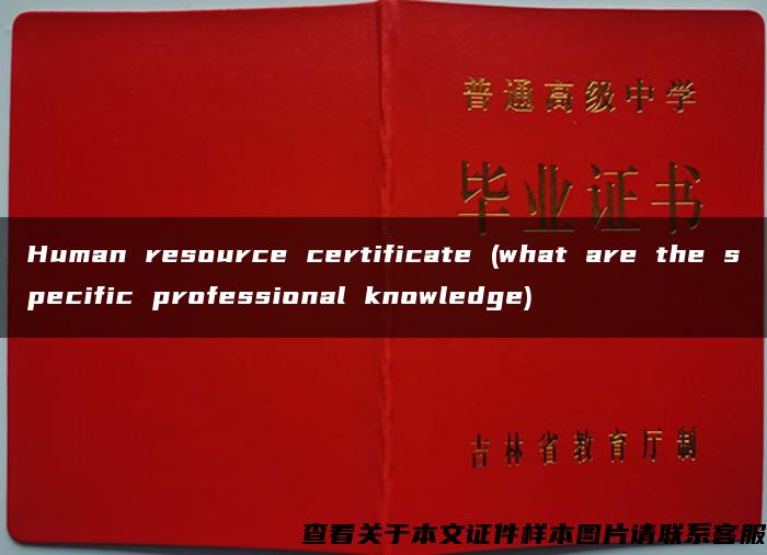 Human resource certificate (what are the specific professional knowledge)