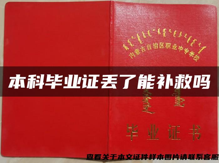 本科毕业证丢了能补救吗 本科毕业证丢了能补救吗