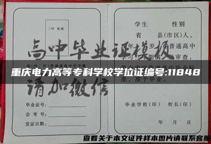 重庆电力高等专科学校学位证编号:11848