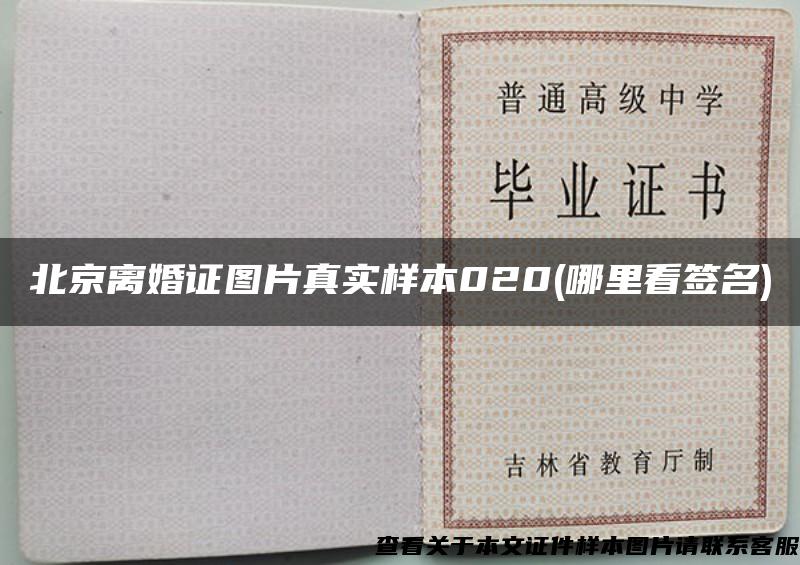 北京离婚证图片真实样本020(哪里看签名)