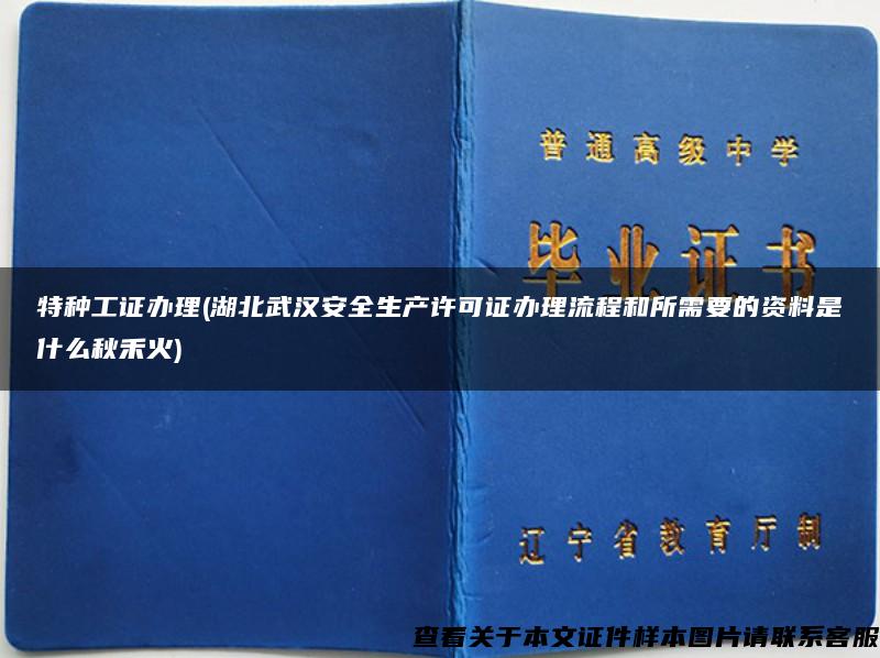 特种工证办理(湖北武汉安全生产许可证办理流程和所需要的资料是什么秋禾火)
