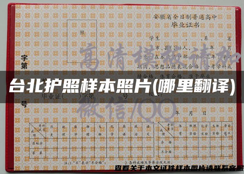 台北护照样本照片(哪里翻译)