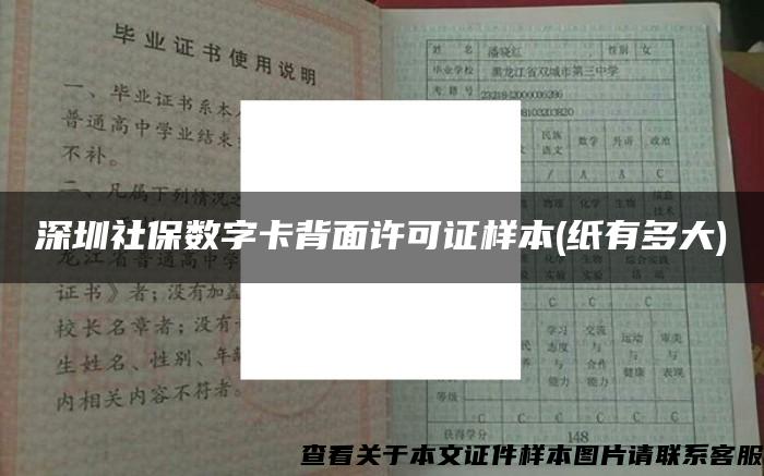 深圳社保数字卡背面许可证样本(纸有多大)