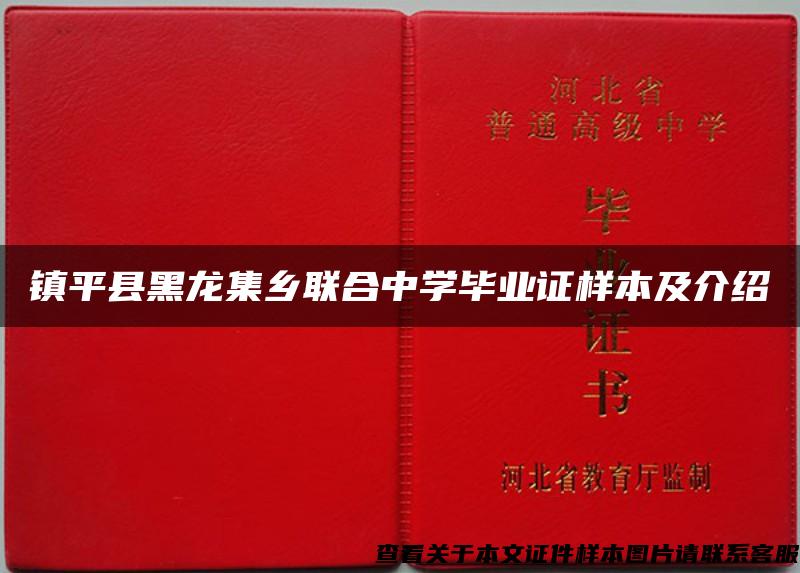 镇平县黑龙集乡联合中学毕业证样本及介绍