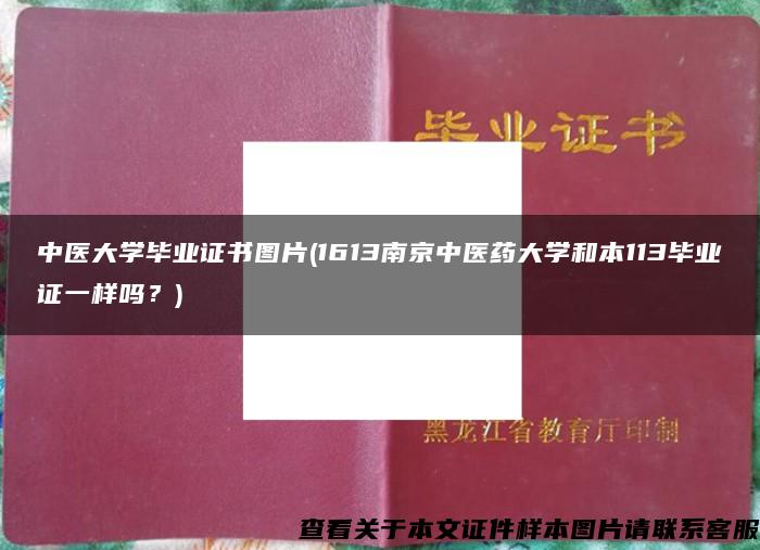 中医大学毕业证书图片(1613南京中医药大学和本113毕业证一样吗？)