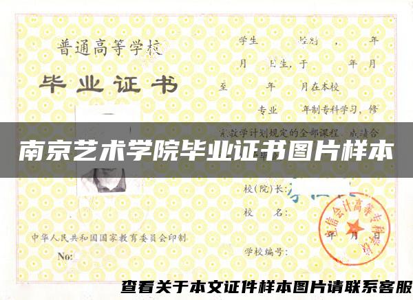 南京艺术学院毕业证书图片样本