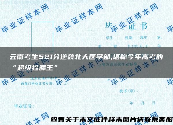 云南考生521分逆袭北大医学部,堪称今年高考的“超级捡漏王”