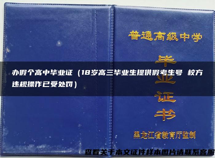办假个高中毕业证（18岁高三毕业生提供假考生号 校方违规操作已受处罚）