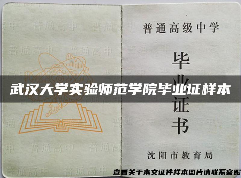 武汉大学实验师范学院毕业证样本