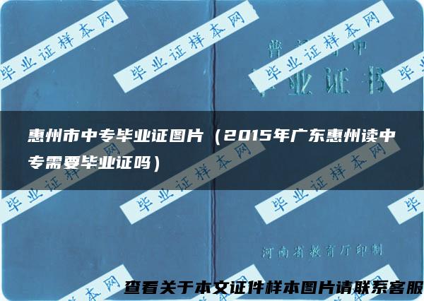 惠州市中专毕业证图片（2015年广东惠州读中专需要毕业证吗）
