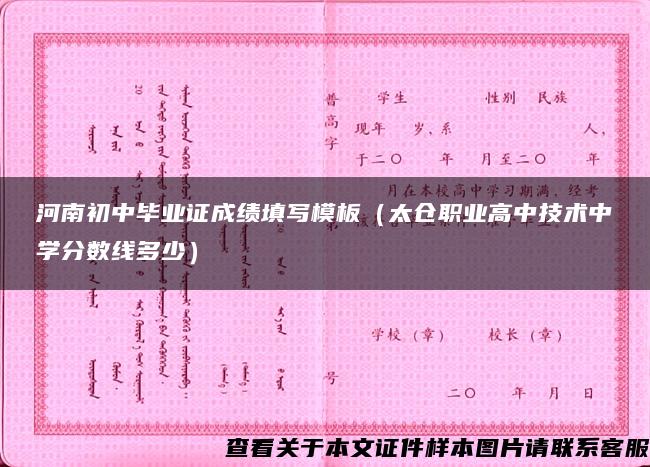 河南初中毕业证成绩填写模板（太仓职业高中技术中学分数线多少）
