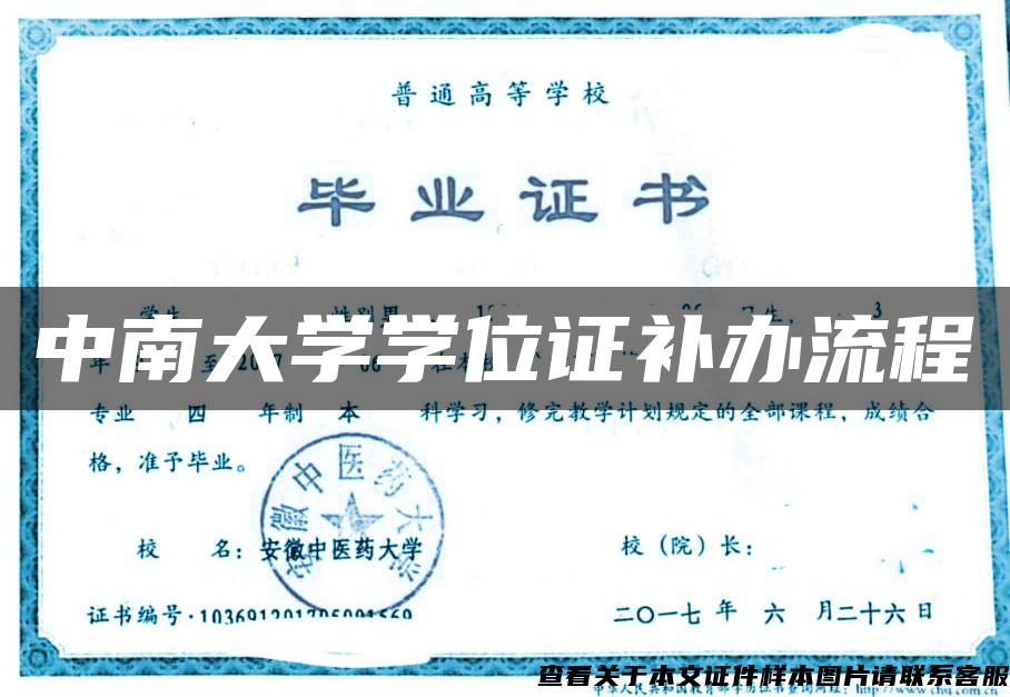 中南大学学位证补办流程