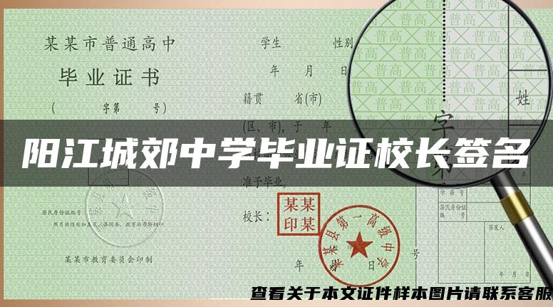 阳江城郊中学毕业证校长签名