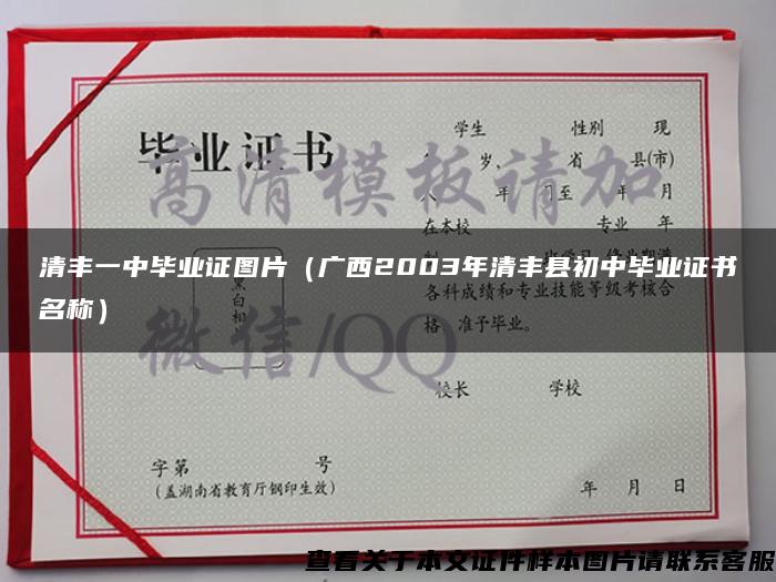 清丰一中毕业证图片（广西2003年清丰县初中毕业证书名称）