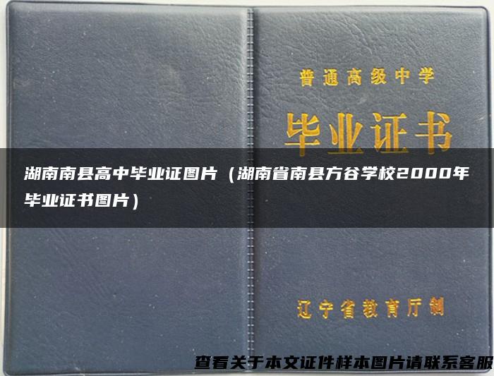 湖南南县高中毕业证图片（湖南省南县方谷学校2000年毕业证书图片）