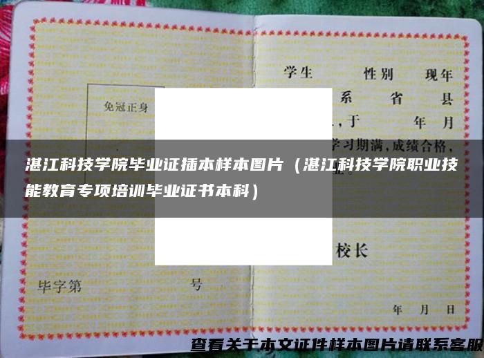 湛江科技学院毕业证插本样本图片（湛江科技学院职业技能教育专项培训毕业证书本科）