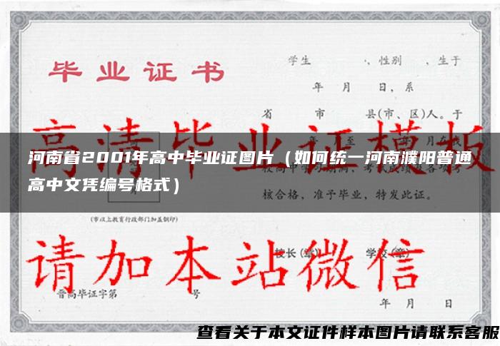 河南省2001年高中毕业证图片（如何统一河南濮阳普通高中文凭编号格式）