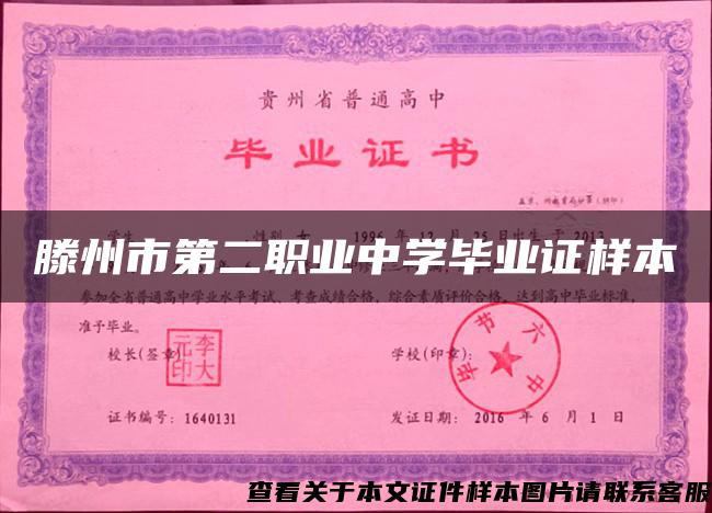 滕州市第二职业中学毕业证样本
