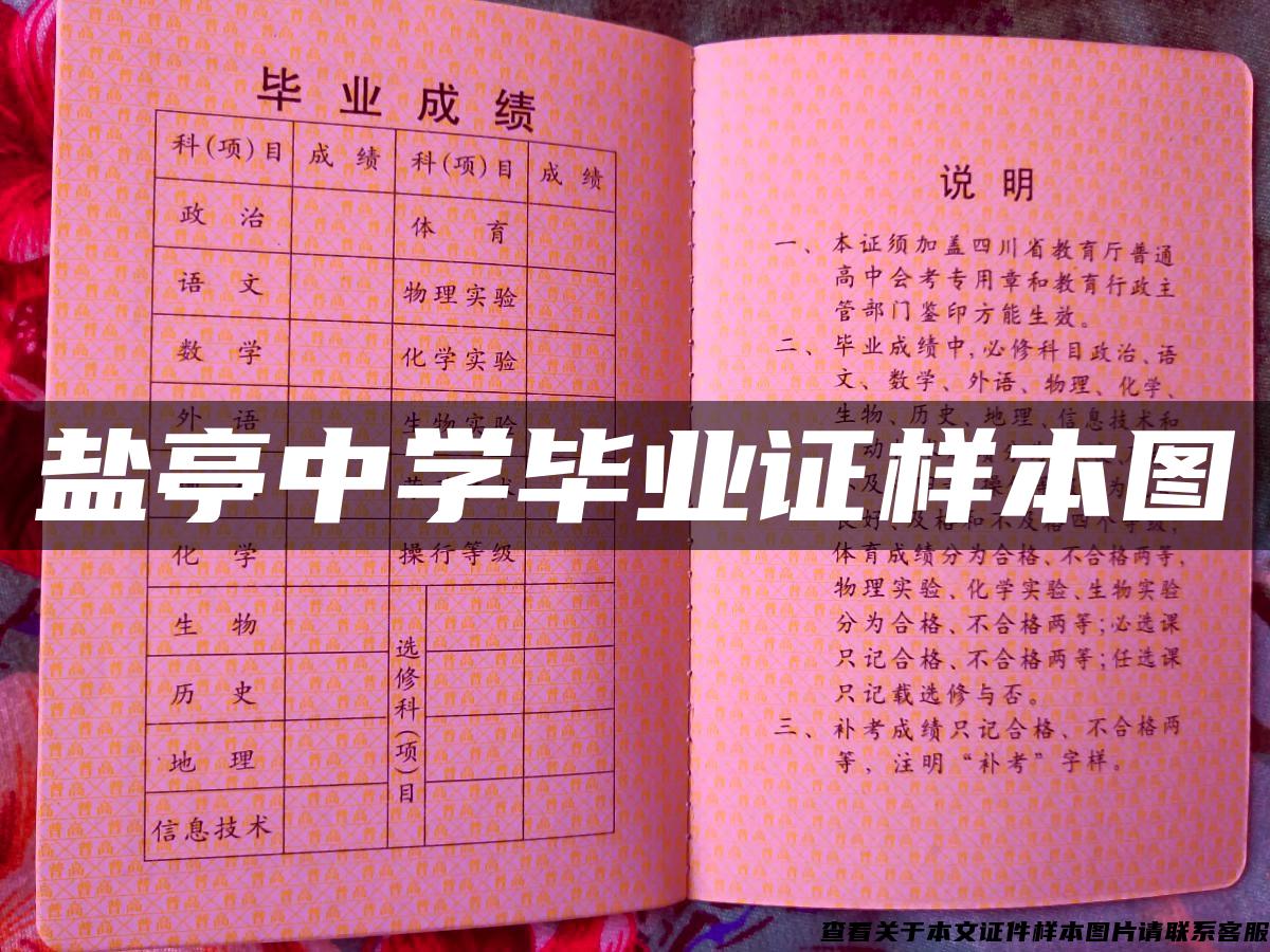 盐亭中学毕业证样本图