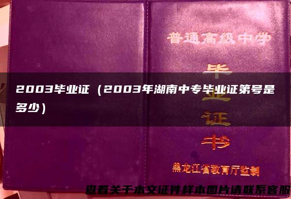 2003毕业证（2003年湖南中专毕业证第号是多少）