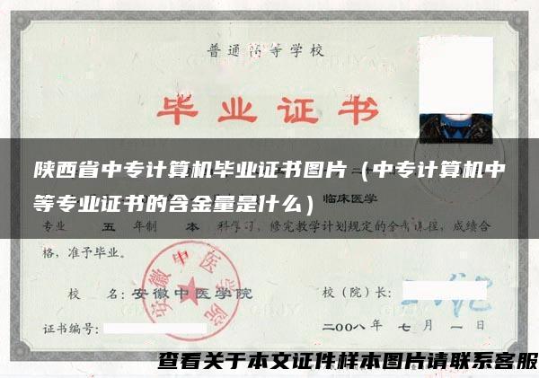 陕西省中专计算机毕业证书图片（中专计算机中等专业证书的含金量是什么）