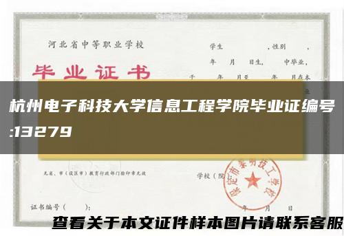 杭州电子科技大学信息工程学院毕业证编号:13279
