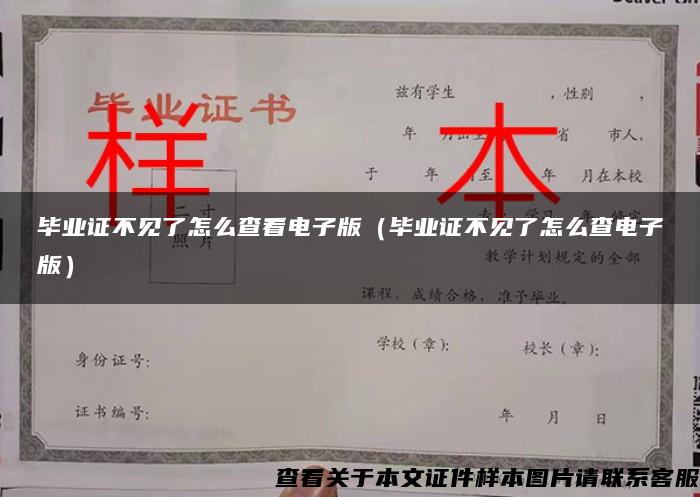 毕业证不见了怎么查看电子版（毕业证不见了怎么查电子版）