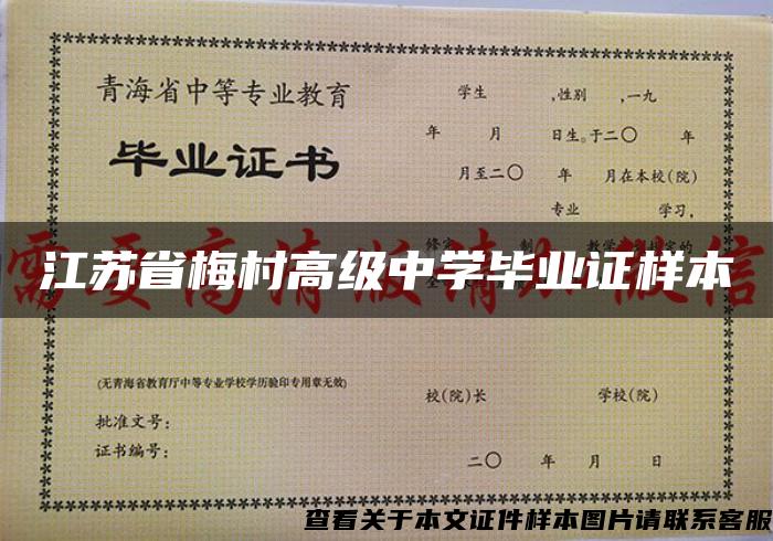 江苏省梅村高级中学毕业证样本