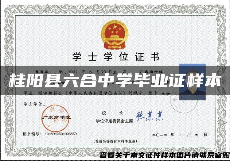 桂阳县六合中学毕业证样本