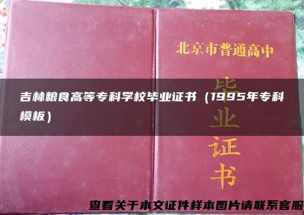吉林粮食高等专科学校毕业证书（1995年专科模板）