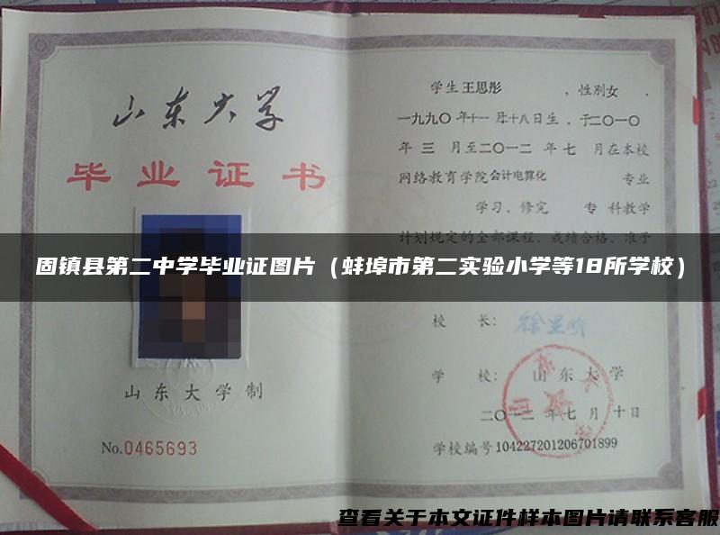 固镇县第二中学毕业证图片（蚌埠市第二实验小学等18所学校）
