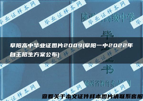 阜阳高中毕业证图片2009(阜阳一中2022年自主招生方案公布)
