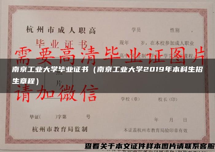 南京工业大学毕业证书（南京工业大学2019年本科生招生章程）