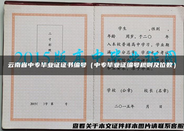 云南省中专毕业证证书编号（中专毕业证编号规则及位数）