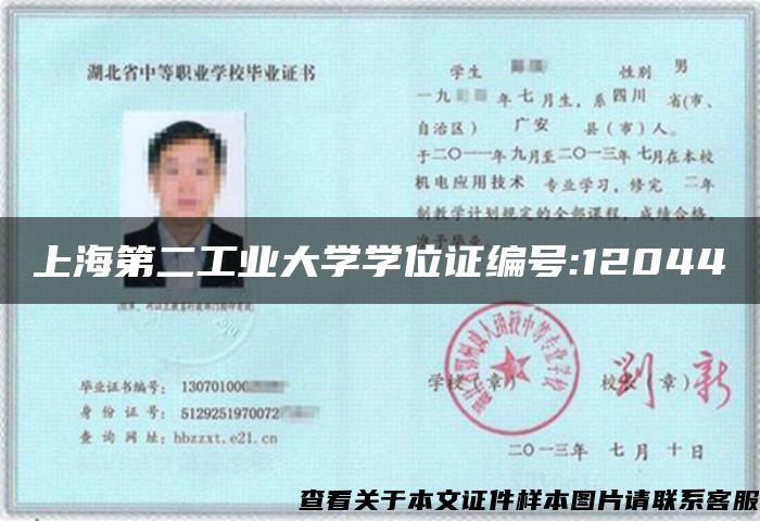 上海第二工业大学学位证编号:12044