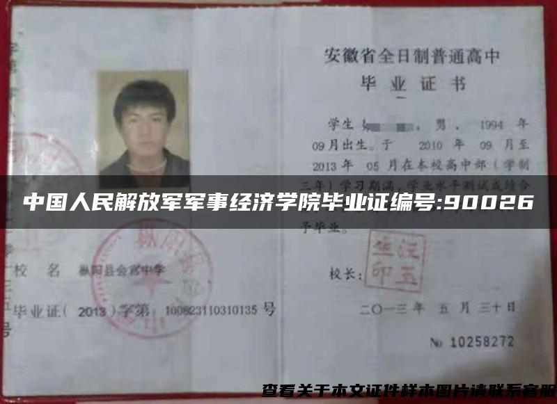 中国人民解放军军事经济学院毕业证编号:90026