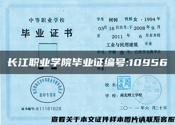 长江职业学院毕业证编号:10956