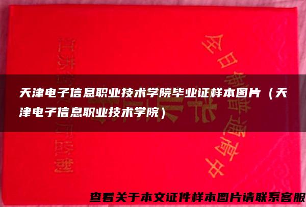天津电子信息职业技术学院毕业证样本图片（天津电子信息职业技术学院）