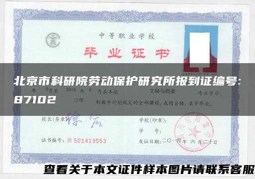 北京市科研院劳动保护研究所报到证编号:87102