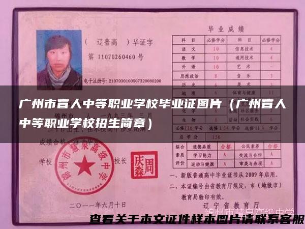 广州市盲人中等职业学校毕业证图片（广州盲人中等职业学校招生简章）